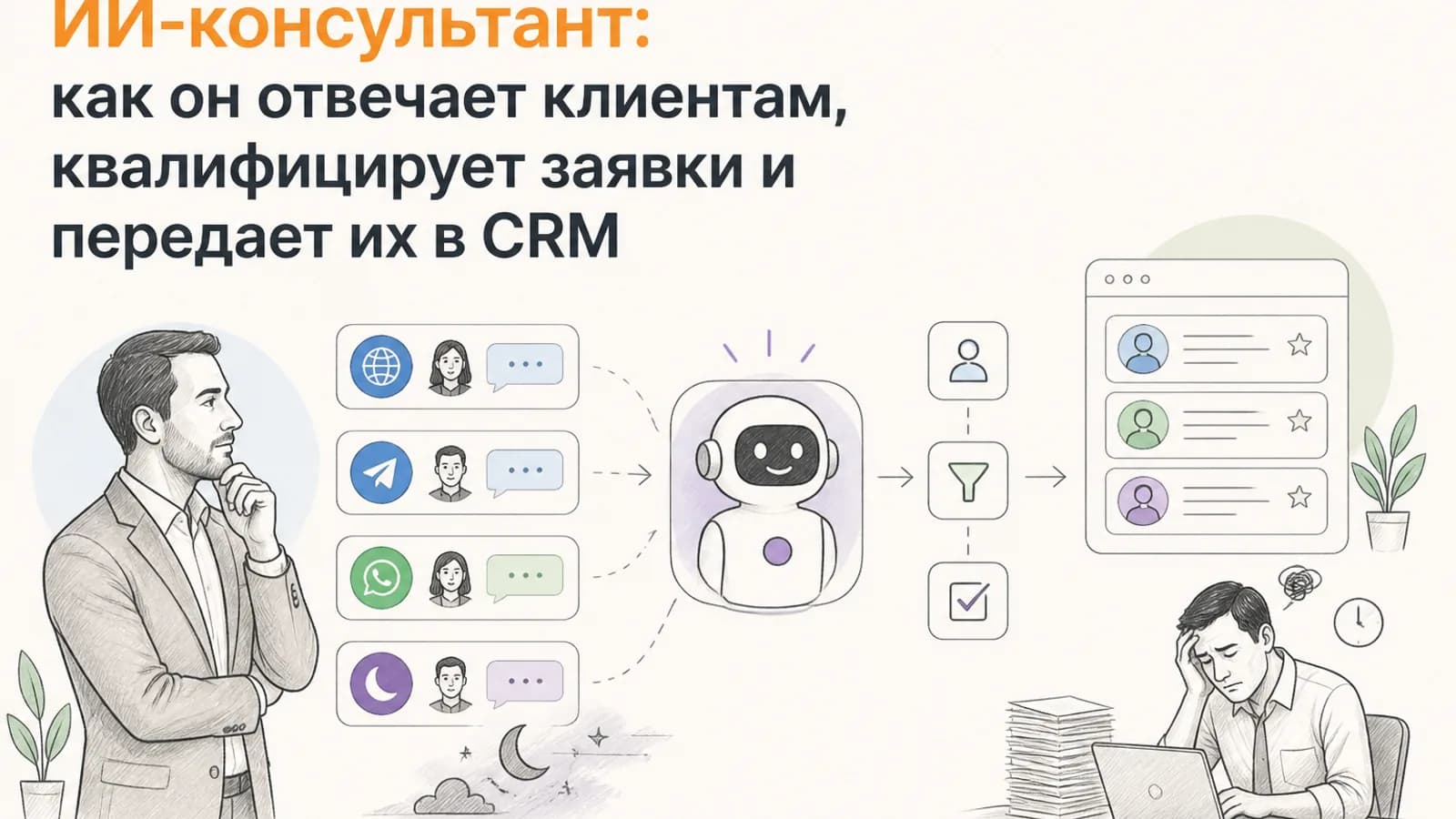 AI consultant: как он отвечает клиентам, квалифицирует заявки и передает их в CRM