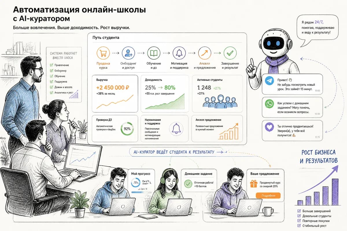 Online School Automation: AI Curator and Course Completion up to 80%