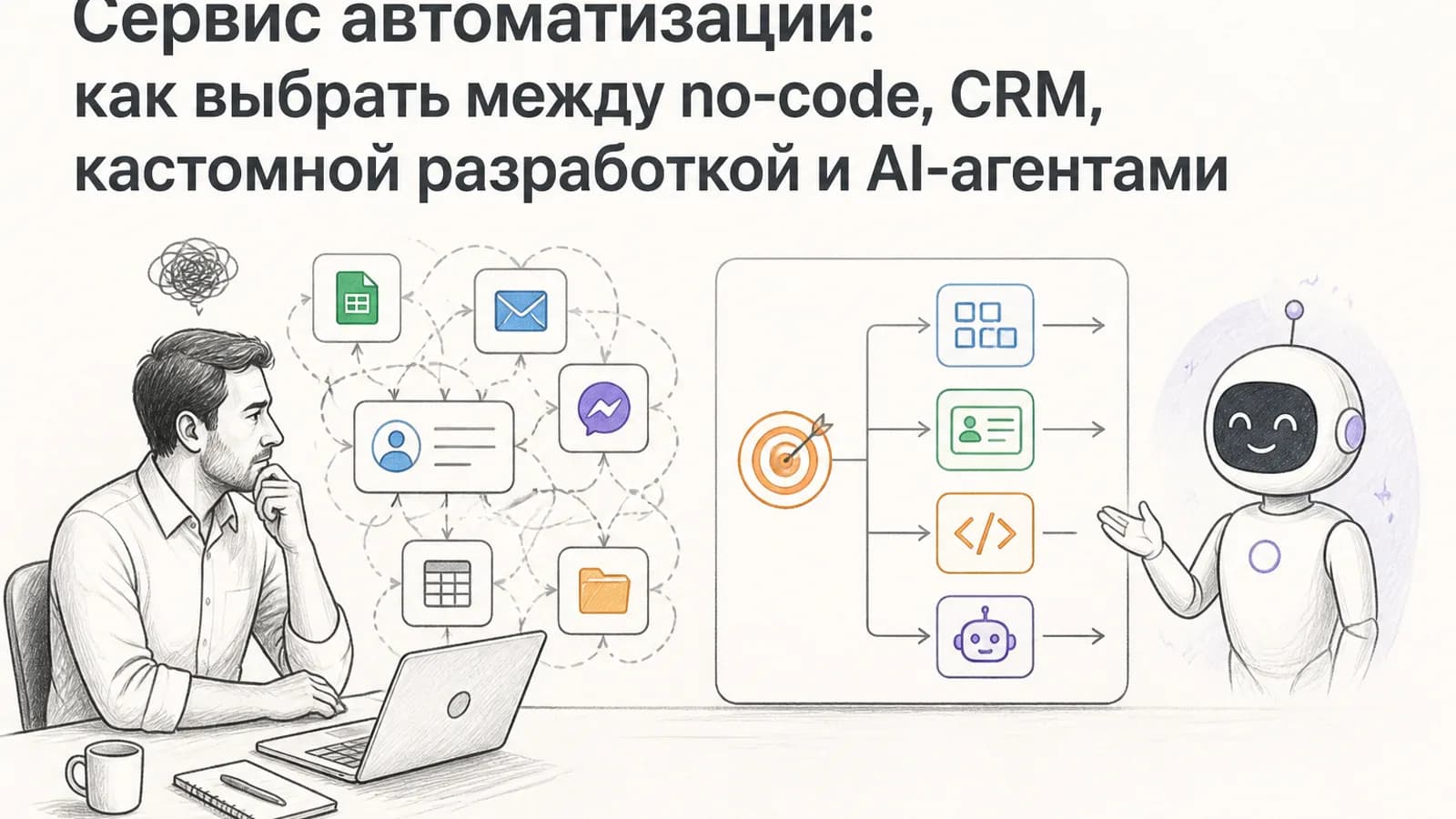 Automation service: как выбрать между no-code, CRM, кастомной разработкой и AI-агентами